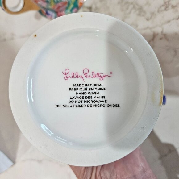 Lilly Pulitzer Ceramic Mug Set Two Gold Handle12 oz Shell Search, Sunset Safari - Picture 3 of 12